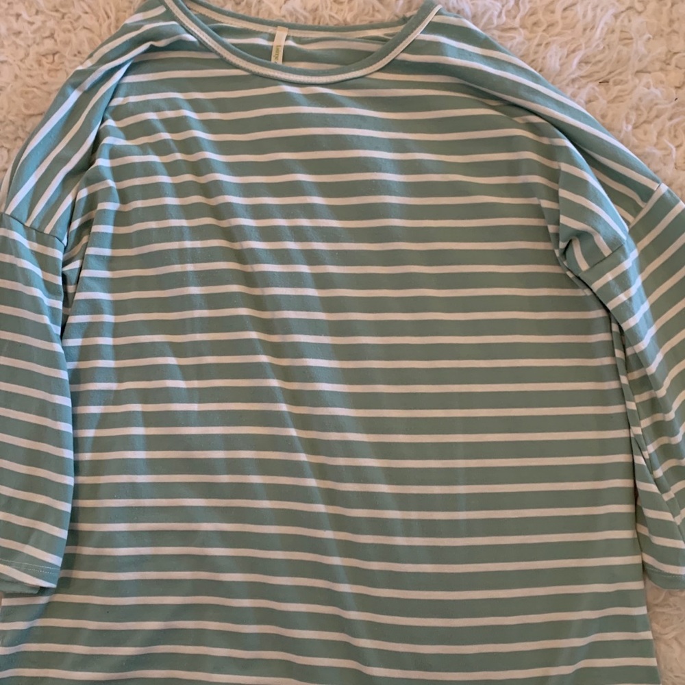 Green and white blouse